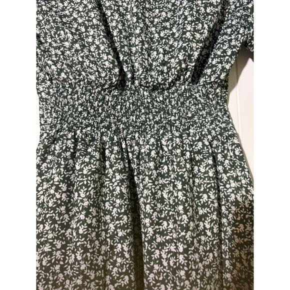 Dee Elly Womens Small Green Ditsy Floral Sweetheart Neckline Puff Sleeve Dress - Picture 7 of 10